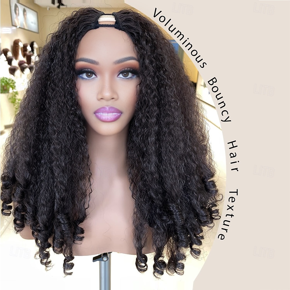 Synthetic Lace Wig Jerry Curl Style 20 inch Dark Brown Middle Part U Part Wig Women's Wig Dark Brown 2025 - $61.99 –P7