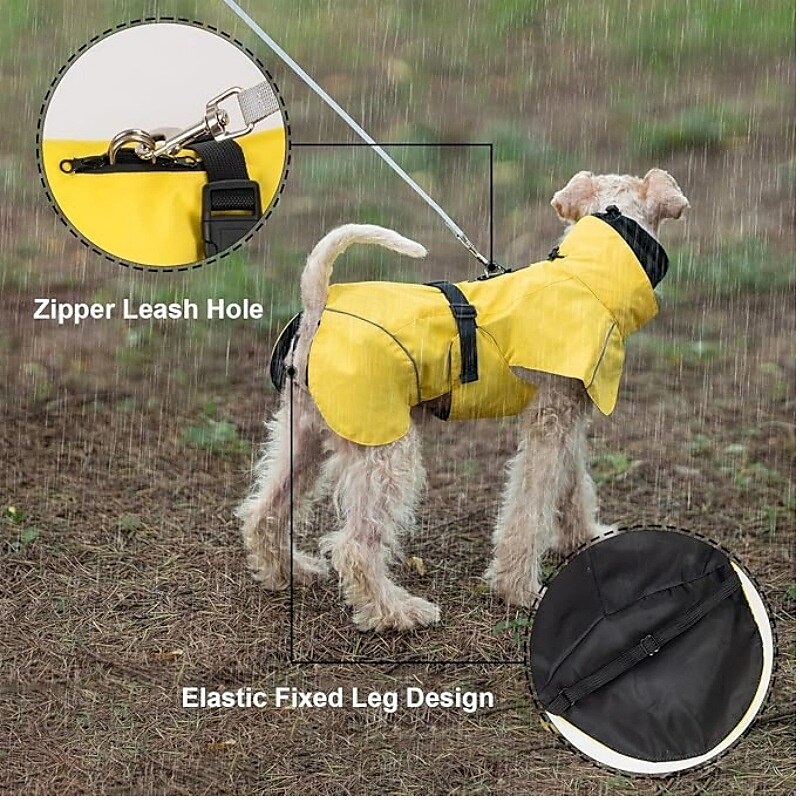 capa de chuva para cachorro, capa de chuva impermeável com capuz, capa de chuva ajustável para animais de estimação com orifício para guia para cães de pequeno e médio porte de 2025 por $15.49 –P5