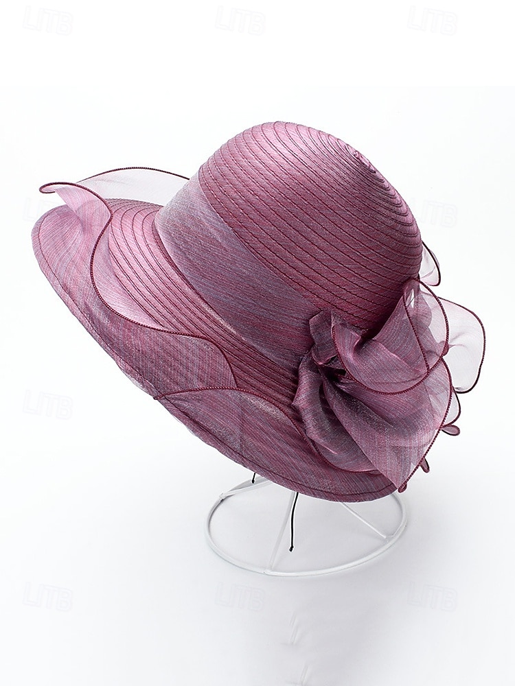 Chapeau de paille élégant à large bord pour femme avec des accents de ruban et de perles, parfait pour les fêtes de jardin d'été, les événements en plein air et les mariages de 2025 ? $14.99 –P6