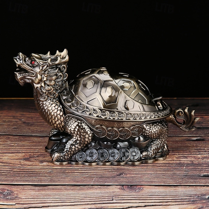 Vintage Ashtray with Lid, Dragon Turtle Windproof Ashtray for Home Living Room, Anti-Smoke Decorative Covered Ashtray Ornament 2026 - $27.99 –P4