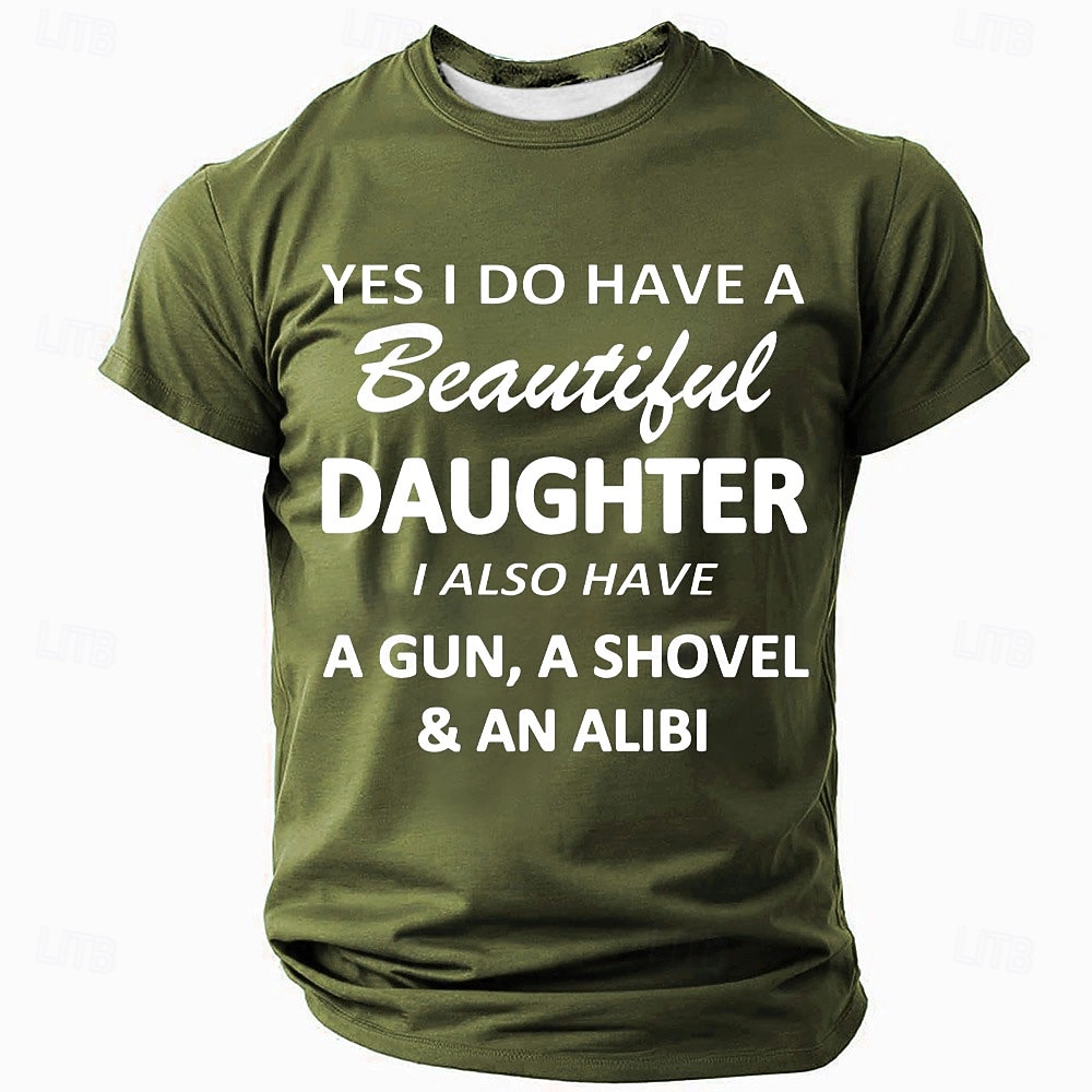 T-shirt Protettivo Papà Uomo - Divertente "Bella Figlia Alibi Fucile Cazzuola" Grafica Maniche Corte Tee del 2026 a $19.49 –P1