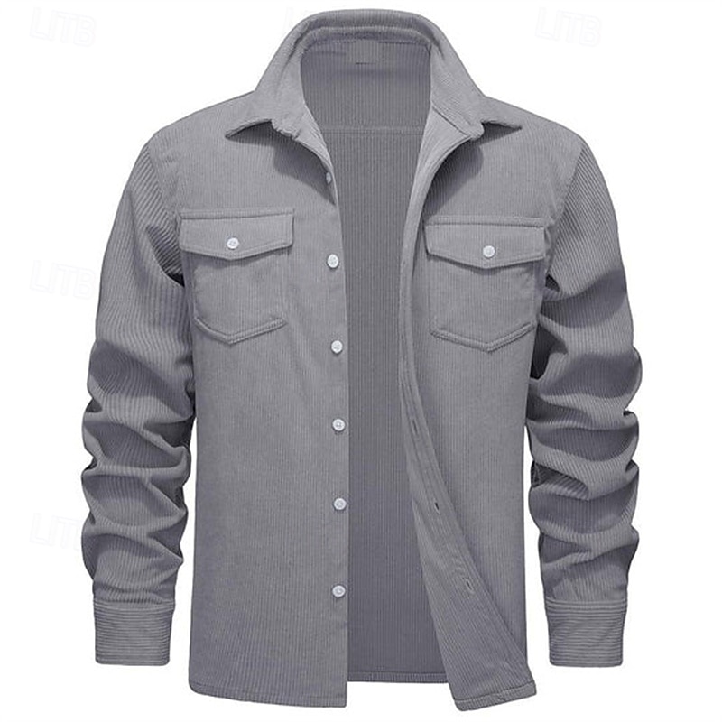 Herren Hemdjacke Überhemden übergangsjacke Täglich Verschleißfest Tasche Sommer Frühling Einfach Klassisch Revers Dunkelgrau Schwarz Gelb Wein Marineblau Jacken 2025 - $38.99 –P5