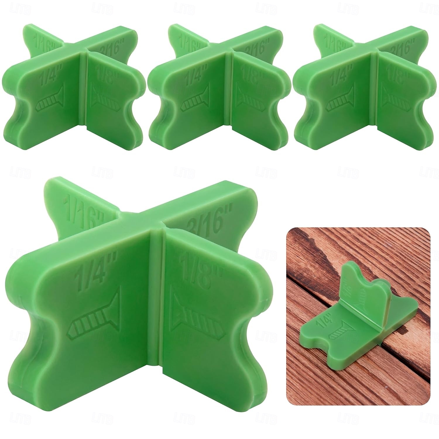 כלי ABS למרווחי דק, מרווחי קרש דק לעוביים (1/16", 1/8", 3/16", 1/4"), מרווחי דק ירוקים שונים עבור דק מרוכב שעבר טיפול בלחץ 2025 - $14.99 –P1