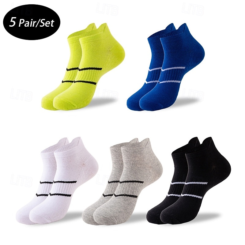 Men's 5 Pairs Multi Packs Socks Running Socks Casual Socks Black White Color Plain Vacation Sports & Outdoor Daily Basic Medium Spring Fall Fashion Casual 2026 - $10.99 –P1