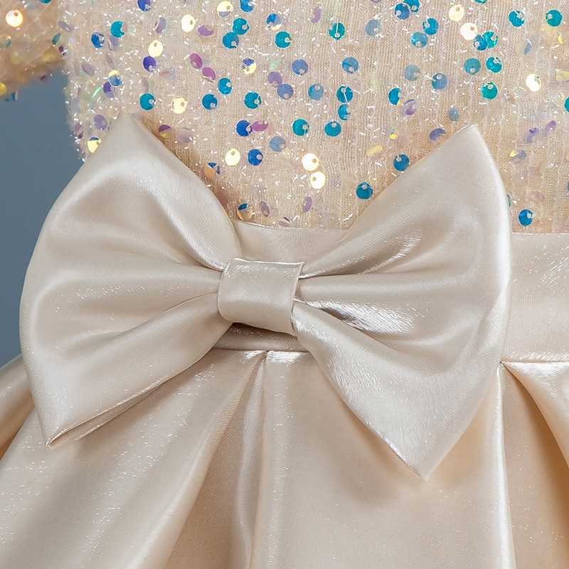 Tout-petit Fille Robe de Soirée Paillettes Manche Courte Mariage Soirée Paillettes Fermeture éclair Noeud de cravate Actif Adorable Polyester Mi-long Robe de Soirée Été Printemps Automne 4-7 ans de 2025 ? $30.99 –P4