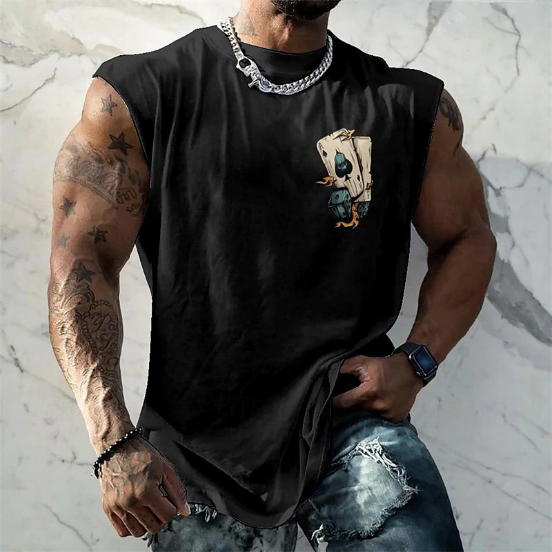 Bărbați Bluză Vest Top Sub Cămașă Cămașă fără mâneci Fără manșon Stil Nautic Vară Pocher Modă Designer De Bază Imprimeu Vacanță Stradă Ieșire Negru Alb Albastru piscină Top tricou pentru bărbați 2025 - $13.99 –P5