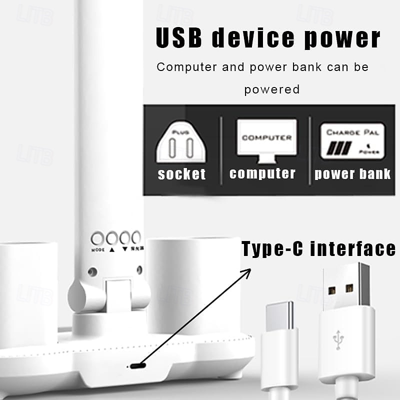 2025年 ファン付きLEDデスクランプ、大学寮の部屋用デスクランプ、3色温度、USB充電ポート、時計日付ペンケース付き調節可能な折りたたみ式デスクライト、ホームオフィス用温度ランプ  コレクション – $20.99 –P11