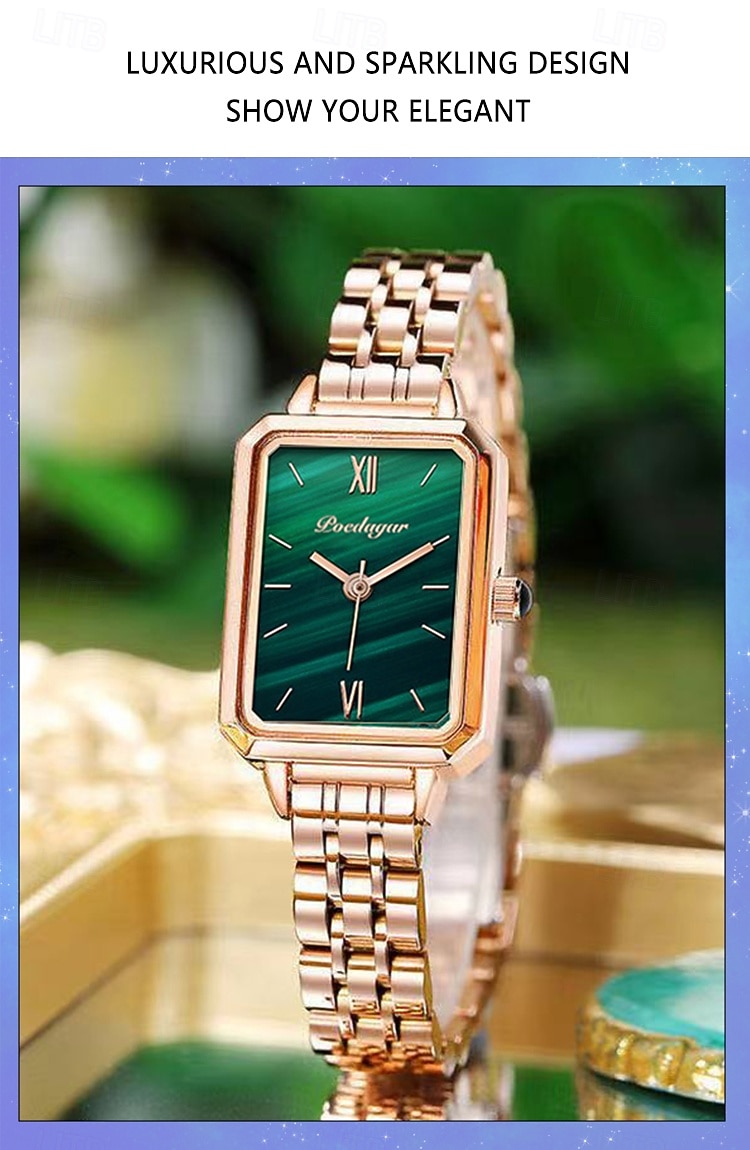 Women's Luxury Square Dial Quartz Watch – Waterproof Stainless Steel Bracelet, Diamond Accents, Elegant Retro Style 2025 - zł82.99 –P5