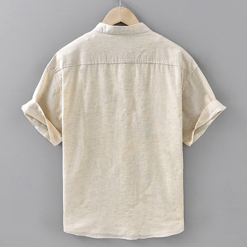Homens Camisa Social Camisa de linho Camisa casual camisa de botão Camisa de algodão Tecido Férias Rua Branco Azul Marinha Azul Marron Manga Curta avô Verão Roupa Bolsos de 2025 por $37.99 –P6