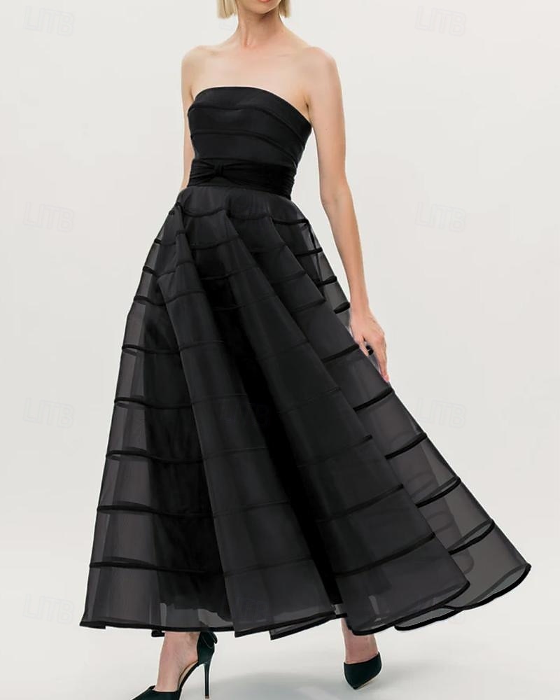 A-Linien Cocktailkleider Kreppkleid formelles Hochzeitskleid Tee-langes Maxikleid ärmellos strapless Nylon mit Schleife(n) 2025 - $159.99 –P5