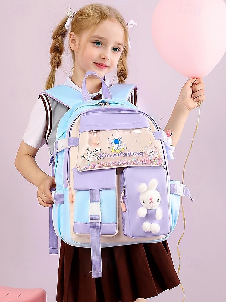Sac à dos d'école imperméable pour filles avec bandes réfléchissantes et motif lapin - sac à dos léger de grande capacité pour les élèves du primaire, usage quotidien et voyage de 2025 ? $34.99 –P1