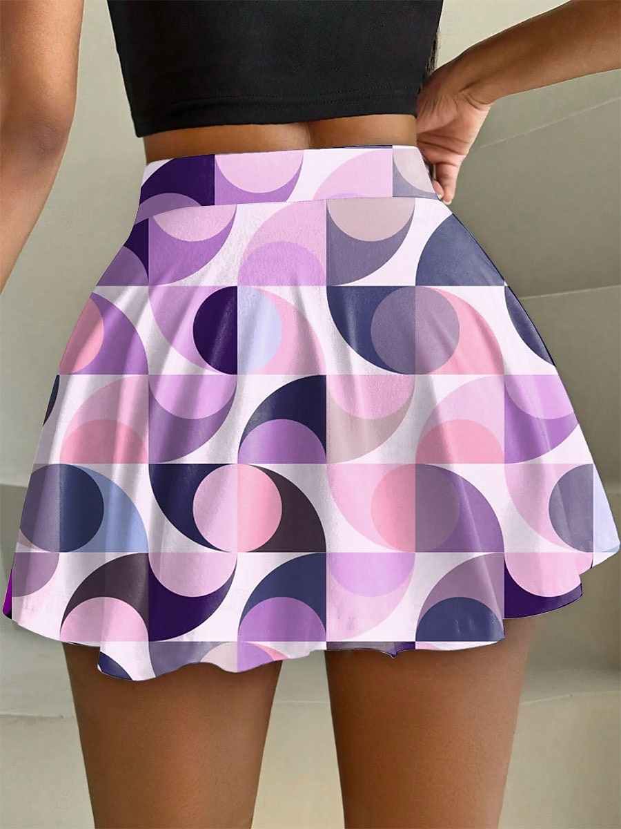 Femmes Slim Mode Occasionnel Mini Taille haute Jupes Graphique Géométrique Élastique Quotidien Violet Vert Gris Été Tricot Polyester de 2025 ? $19.99 –P2