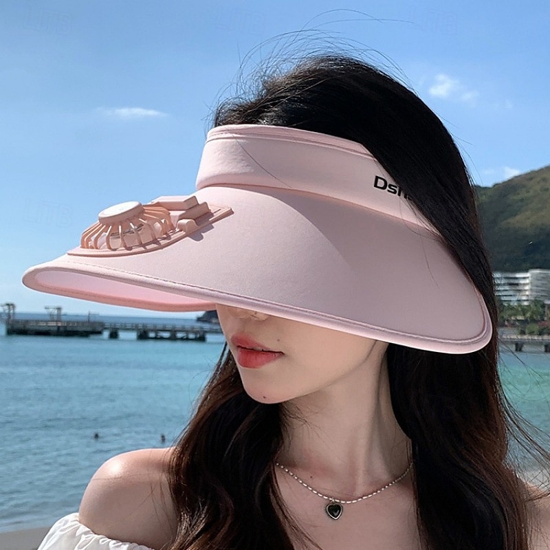 1 Pc Women's USB Rechargeable Fan Hat Sunscreen Hat Beach Vacation Camping Wide brimmed Sunscreen Hat 2025 - $21.99 –P4