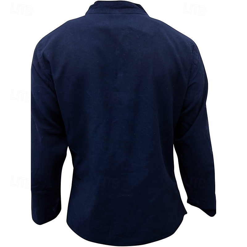 Homme Chemise Chemise d'été Chemise Décontractée Chemise de Plage Chemise Boutonnée Noir Jaune Orange Vert Véronèse Bleu de minuit manche longue Uni Band Collar Vacances Hawaïen Vêtement Tenue de 2025 ? GBP £19 –P8