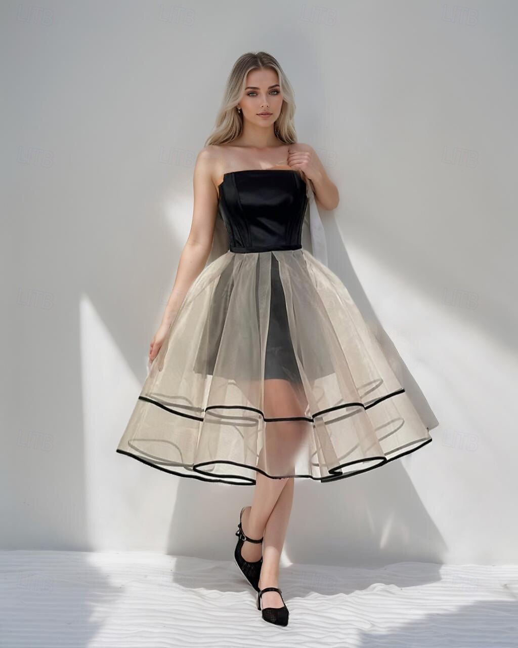Ball Gown A-vonalú Hazatérő Ruhák Elegáns Ruha Crinoline Ruha Formális Korse Ruha Esküvő Rövid  Mini Ujjatlan Pánt nélküli Átalakítható Szatén Ráncolt Bújtatóval 2025 - $110.99 –P6
