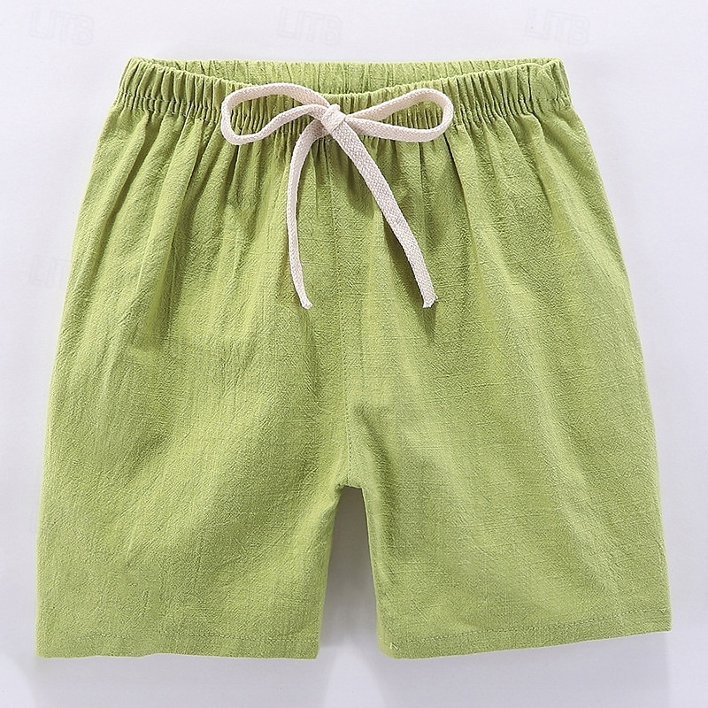 Barn Pojkar Shorts Ensfärgat Mjukt Komfort Shorts Utomhus Grundläggande Svart Gul Vin Mid midja 2025 - $4.99 –P8