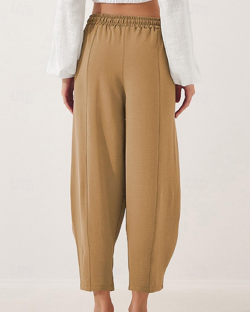 Жен. Брюки Мода Уличный стиль Полная длина Средняя талия Полотняное плетение Карман Эластичный шнурок На открытом воздухе Удобный на открытом воздухе Отпуск 2026 - $22.99 –P14