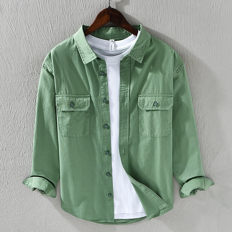 Per uomo Camicia Camicia di lino Camicia casual Camicia con Bottoni Camicia di cotone Semplice Vacanza Camicia hawaiana Nero Bianco Arancione Marrone Manica Lunga Bavero Primavera Autunno del 2025 a $36.99 –P3