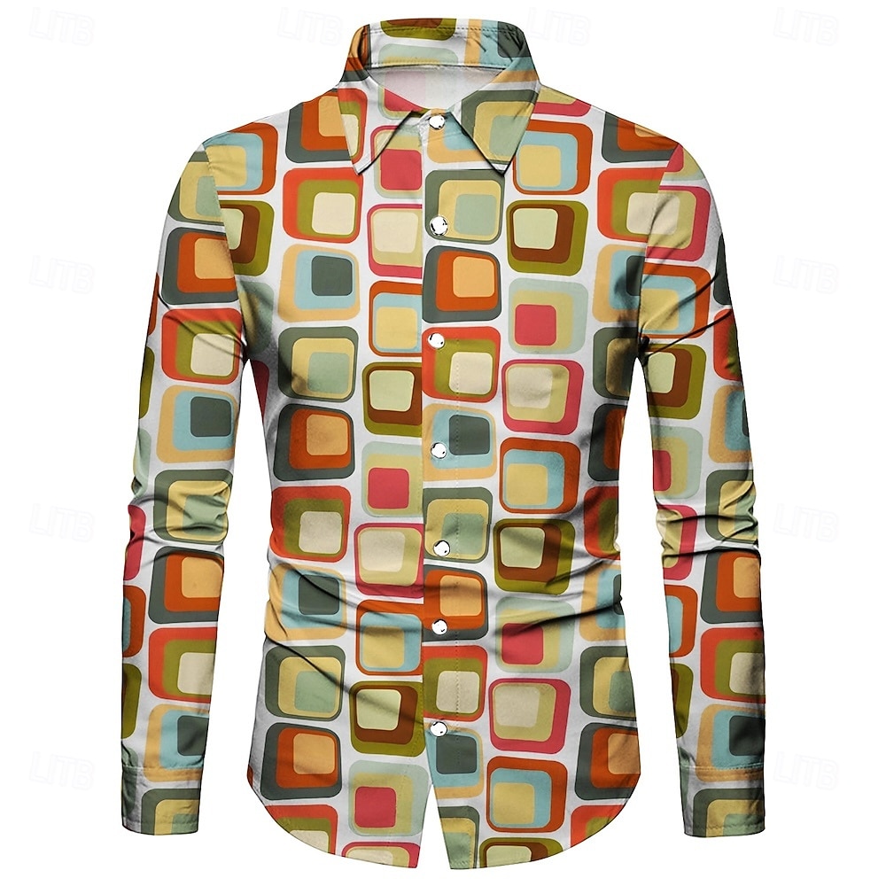 Retrò Vintage Anni '70 Camicia Disco Geometrico Psichedelico Costume Per uomo Halloween Carnevale Festival Musicale Parata dell'Orgoglio Adulti Camicia del 2026 a $23.99 –P7
