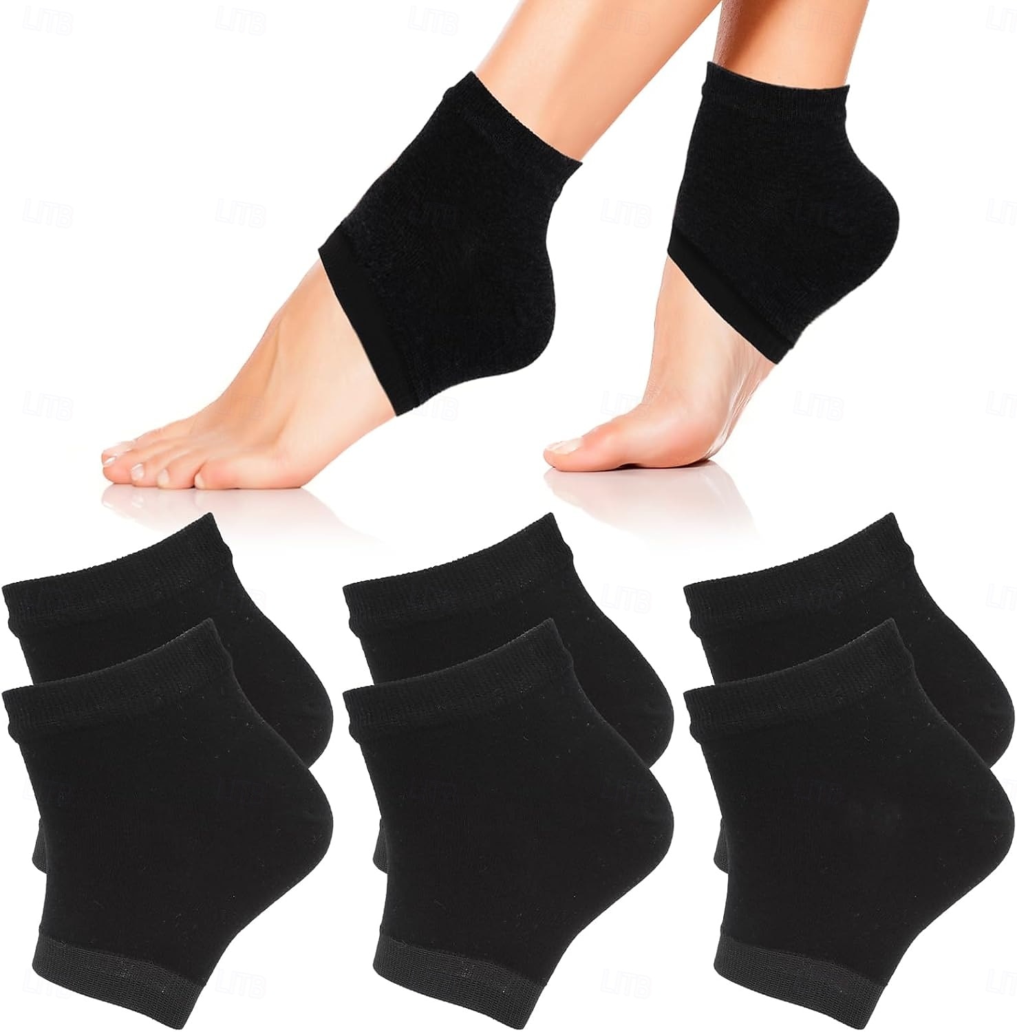 3 Pairs Moisturizing Heel Socks Ventilate Gel Heel Open Toe Socks Soft Silicone Socks for Dry Hard Cracked Skin Breathable Reusable SPA Foot Protector Day Night Care Skin Black 2026 - $13.99 –P6