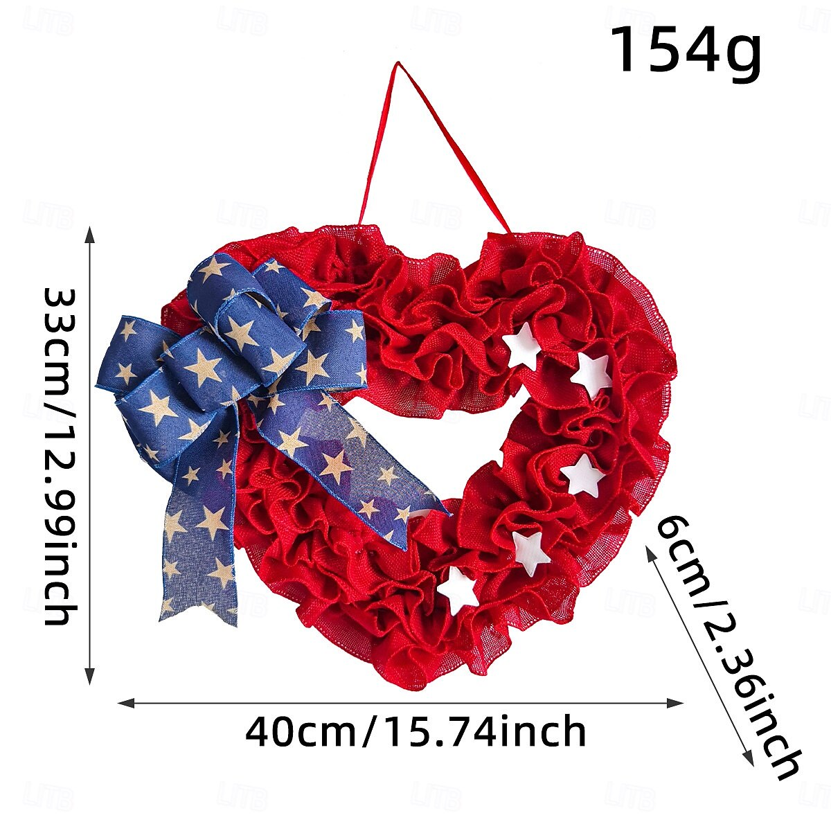 Patriottische 4 juli krans voor voordeur, onafhankelijkheidsdag, Amerikaanse vlag, rood, wit, blauw, deur, buitendecoratie, rustieke boerderij, gaas, verandadecoratie 2025 - $20.99 –P6