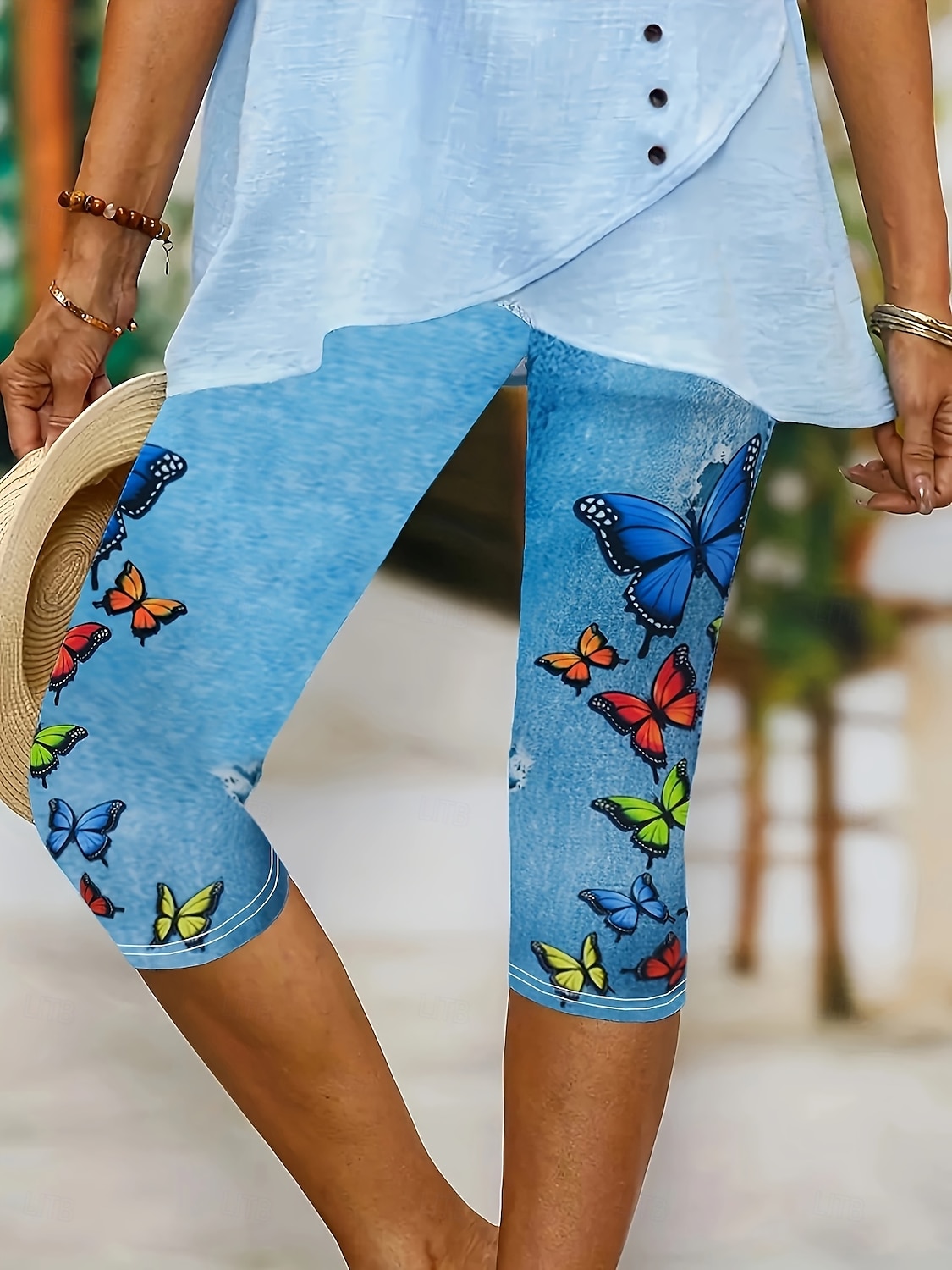 Dámské legíny capri kalhoty vysoké elasticity dovolená vintage móda délka do lýtek vysoký pas grafický potisk motýlů termální teplé prodyšné měkké elastické formální venkovní dovolená 2025 - $18.99 –P1