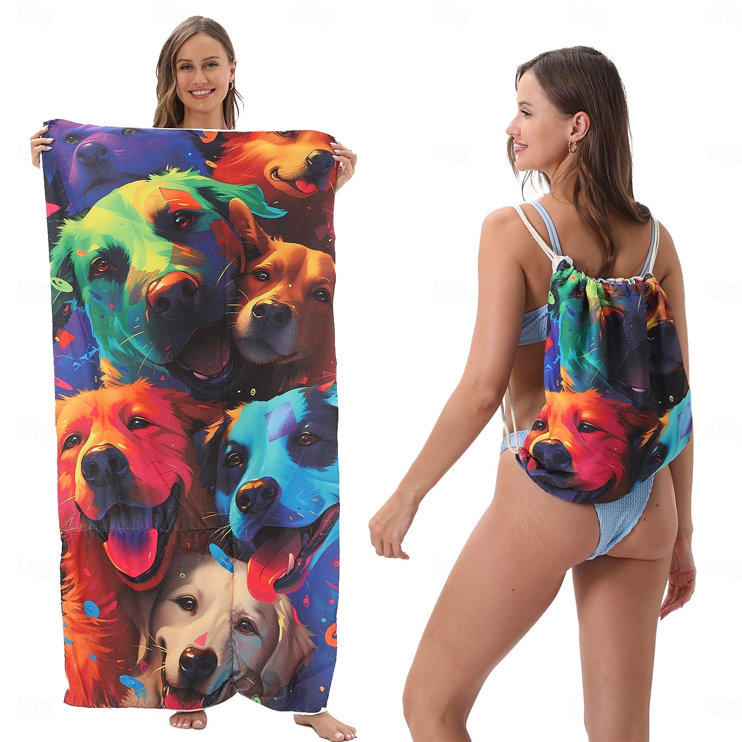 Serviettes de piscine à séchage rapide, serviettes de plage absorbantes 2 en 1, serviettes de camping pliables dans un sac de rangement, pliables, pour piscine, salle de bain, camping de 2025 ? $12.49 –P10