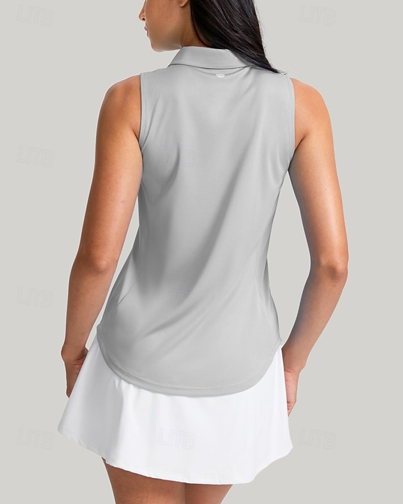 Γυναικεία Μονόχρωμο Πουκάμισο τένις Αμάνικο UPF50+ Γρήγορο Στέγνωμα Τέννις Γκολφ Μπάντμιντον Γιακά με φερμουάρ Μπλουζάκι Μπολύζες Μαύρο Βαθυγάλαζο Πράσινο Ρούχα τένις 2026 - $22.99 –P12