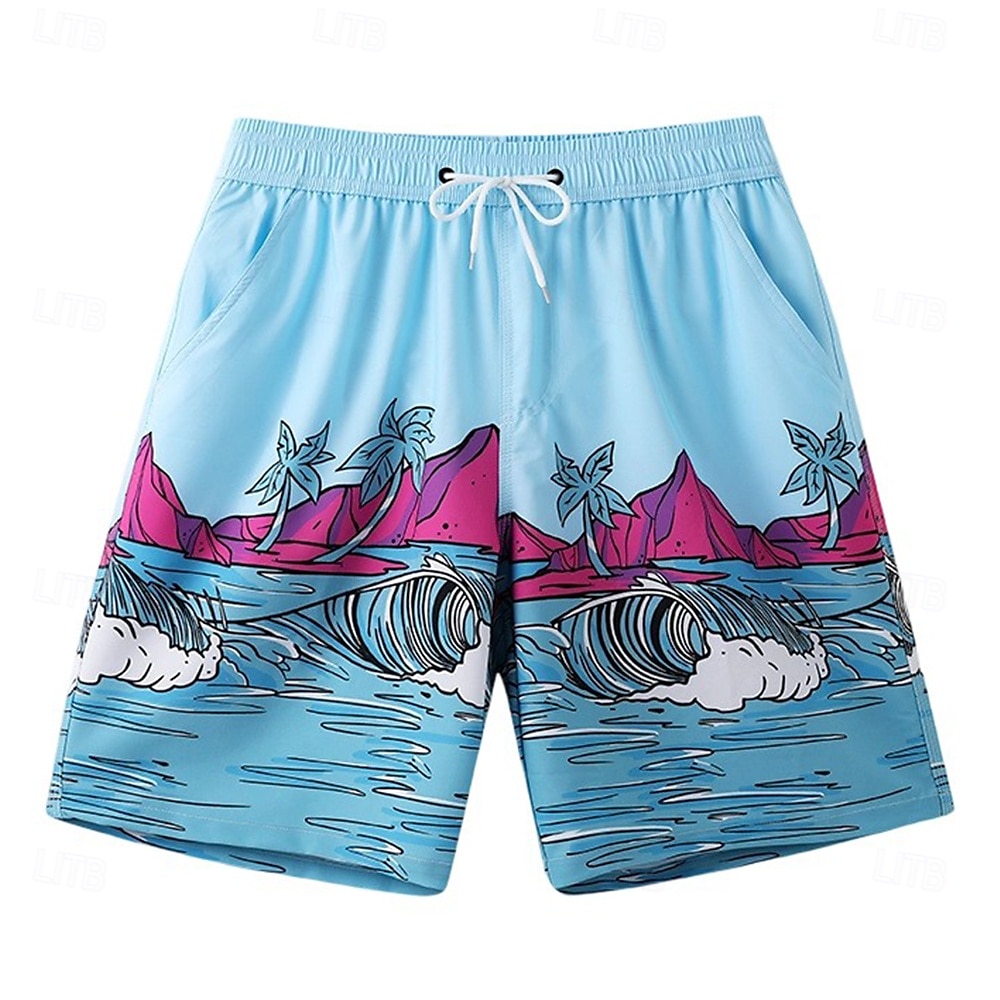 Homens Calção Shorts de praia Bolsos Com Cordão Imprimir Gráfico Folha Árvore Respirável Secagem Rápida Comprimento do joelho Ao ar livre Férias Casa Férias Estilo Étnico Azul Céu Azul escuro de 2025 por $17.99 –P10