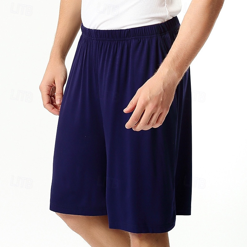 Homens Loungewear shorts de pijama Tecido Moda Clássico Casual Casa Diário De Cama Algodão Conforto Respirável Macio Calção Cintura elástica Verão Preto Rosa de 2025 por $13.49 –P5