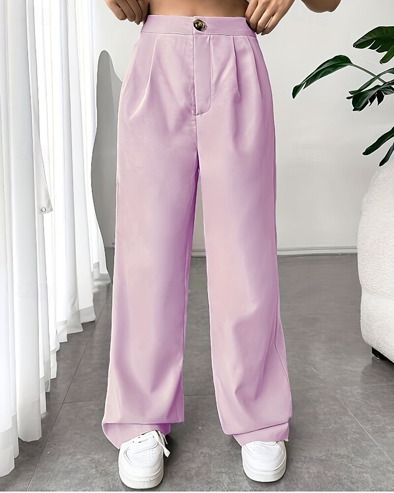 Per donna Gamba larga Pantaloni Eleganti Pantaloni Elegante Lunghezza intera Naturale Semplice Tasca Comodo All'aperto Confortevole All'aperto Ferie Weekend Verde mela Vinaccia Verde translucido del 2025 a $22.99 –P13