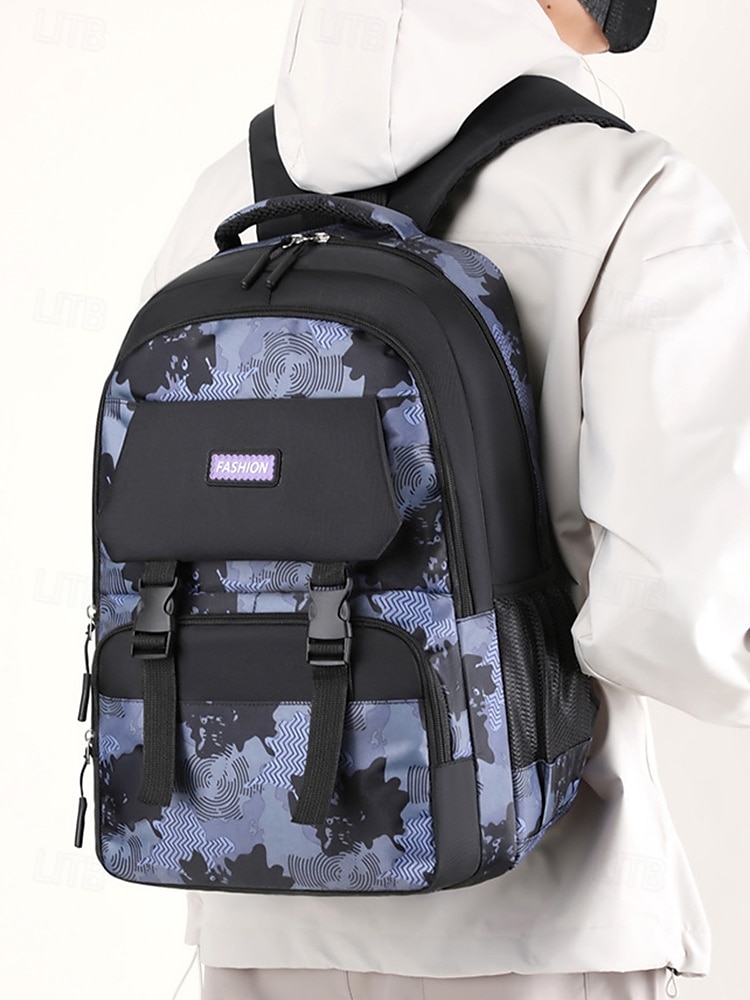 Zaino da uomo impermeabile con stampa mimetica, multitasche e spallacci imbottiti: zaino scolastico alla moda ad alta capacità per ragazzi adolescenti e viaggi sportivi all'aria aperta del 2025 a $26.99 –P3