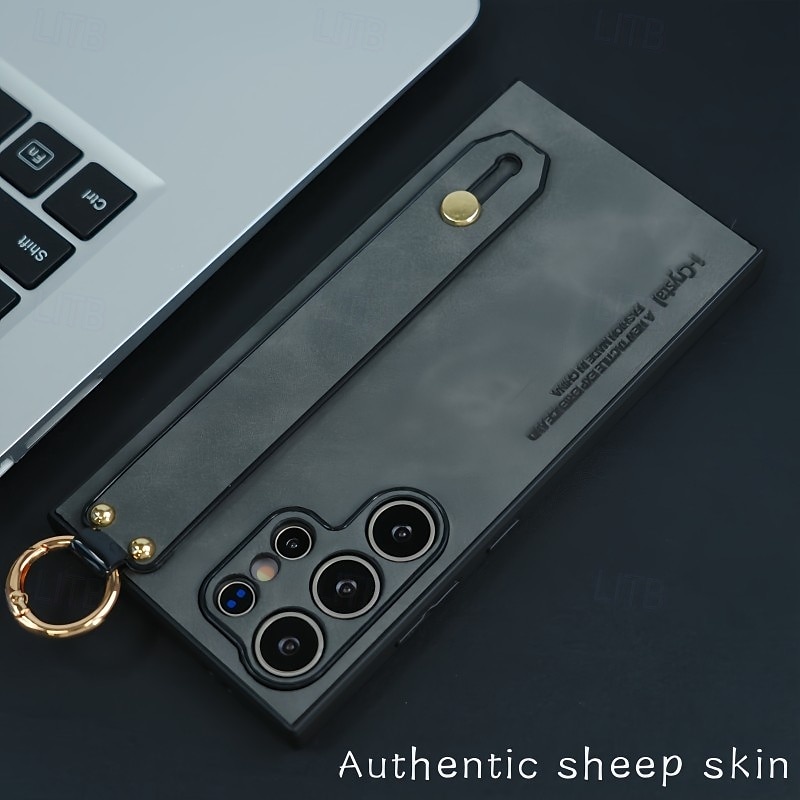 Phone Case For Apple AirTag S25 S24 S23 Ultra Plus S22 Back Cover Ring Holder with Wrist Strap Shockproof TPU PC PU Leather 2025 - $10.99 –P4