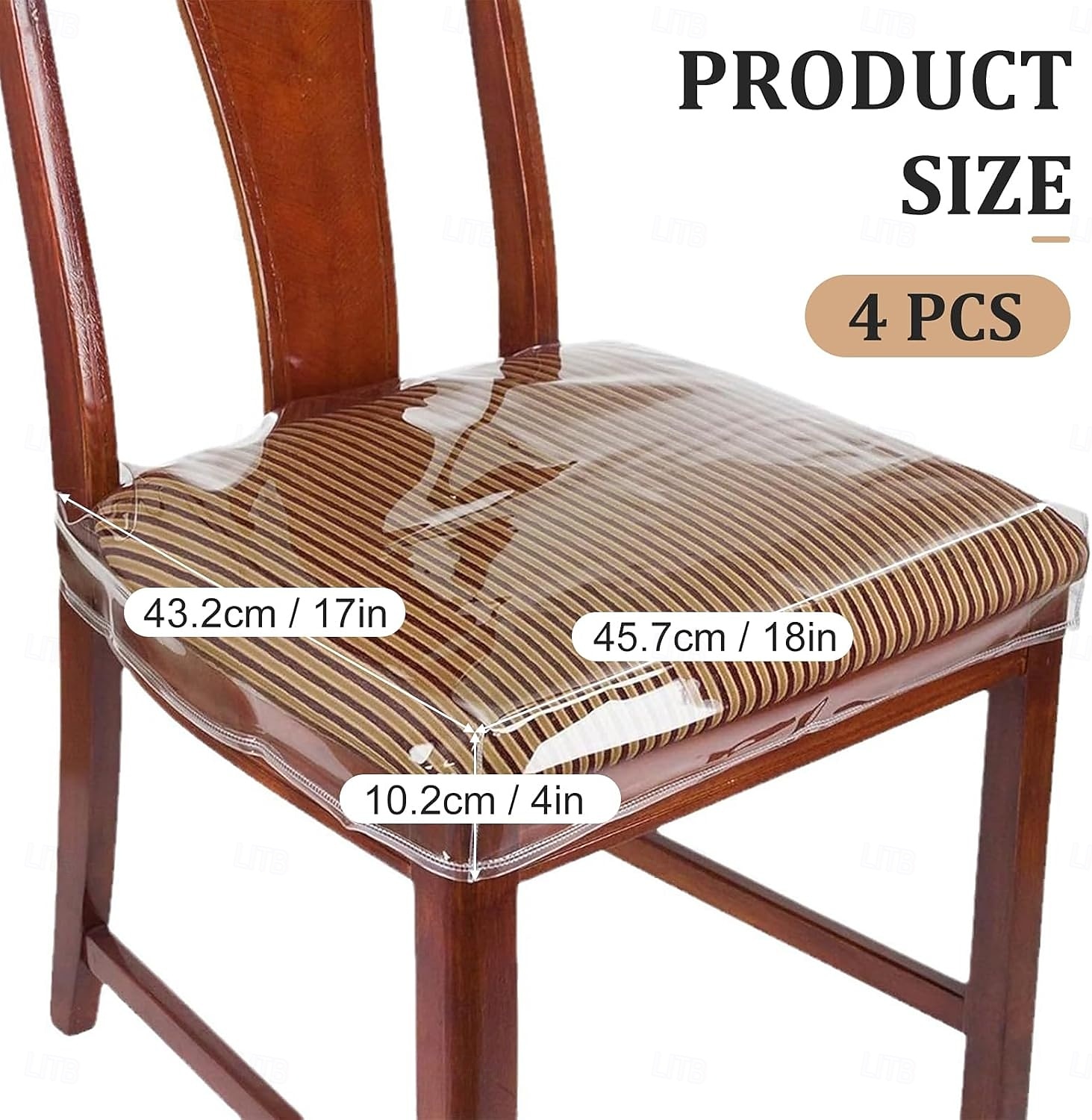 Pachet de 4 huse de scaune mari din plastic pentru sufragerie, transparente, din PVC, cu curea reglabilă pentru scaune standard de 45x43 cm, rezistente la pete, apă și zgârieturi. 2025 - $18.49 –P5
