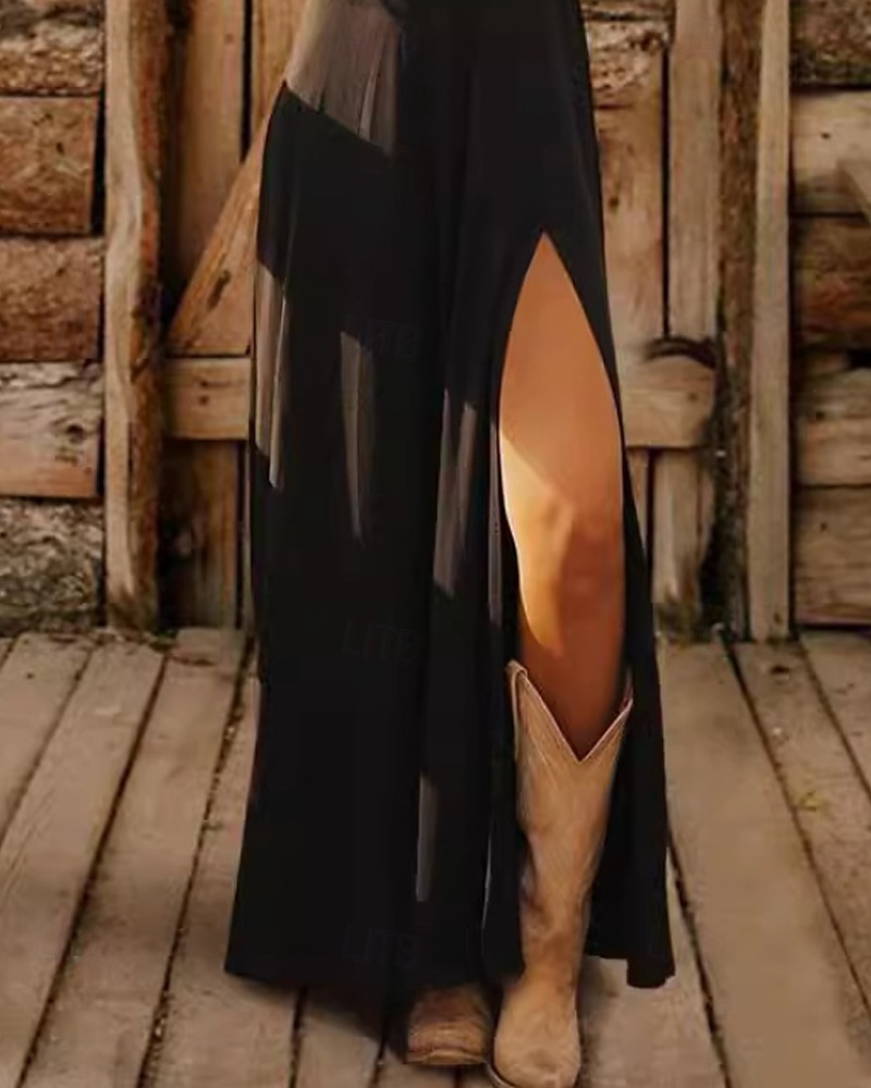 Damen Langes Kleid Maxikleid Freizeitkleid Klassisch Modern Outdoor Urlaub Ferien Normale Passform Einfach Langarm V Ausschnitt Schwarz Sommer 2025 - $22.99 –P3