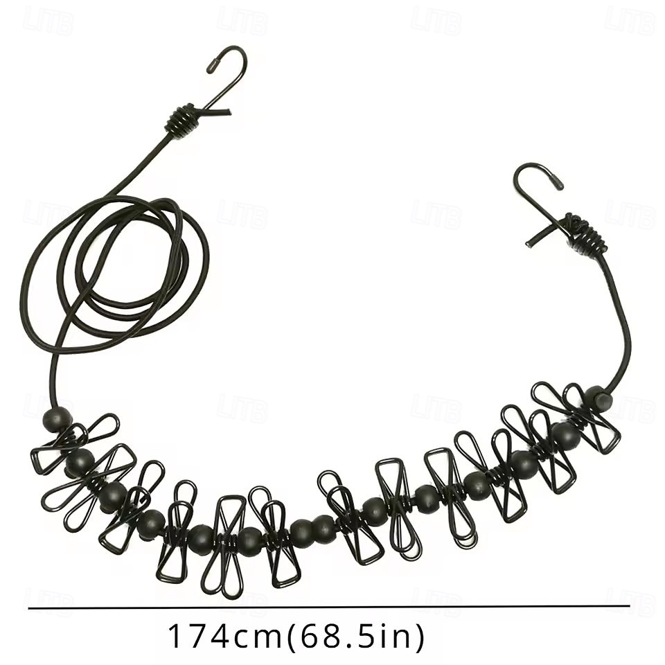 Outdoor Camping Non-slip stretch clothesline With 12Clips Travel Stretchy Clothesline Sock Line Hanging Laundry Drying Rope 2025 - $6.99 –P2