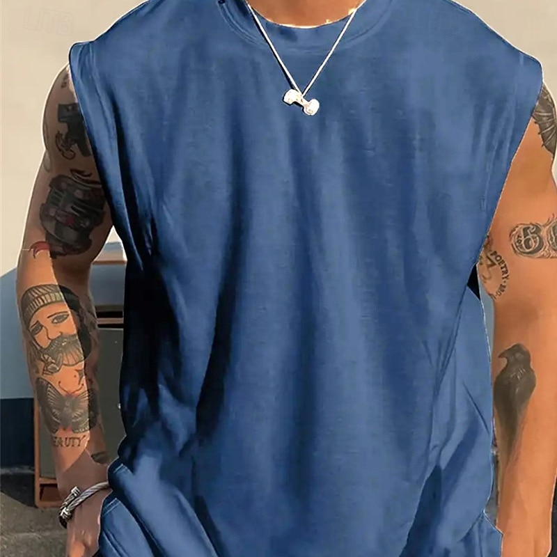 Herren Tank Top Weste Unterhemd Ärmelloses Shirt Ärmellos Rundhalsausschnitt Sommer Einfach Mode Designer Basic Klassisch Urlaub Straße Ausgehen Schwarz Weiß Rosa Top T-Shirt für Herren 2025 - $9.49 –P7