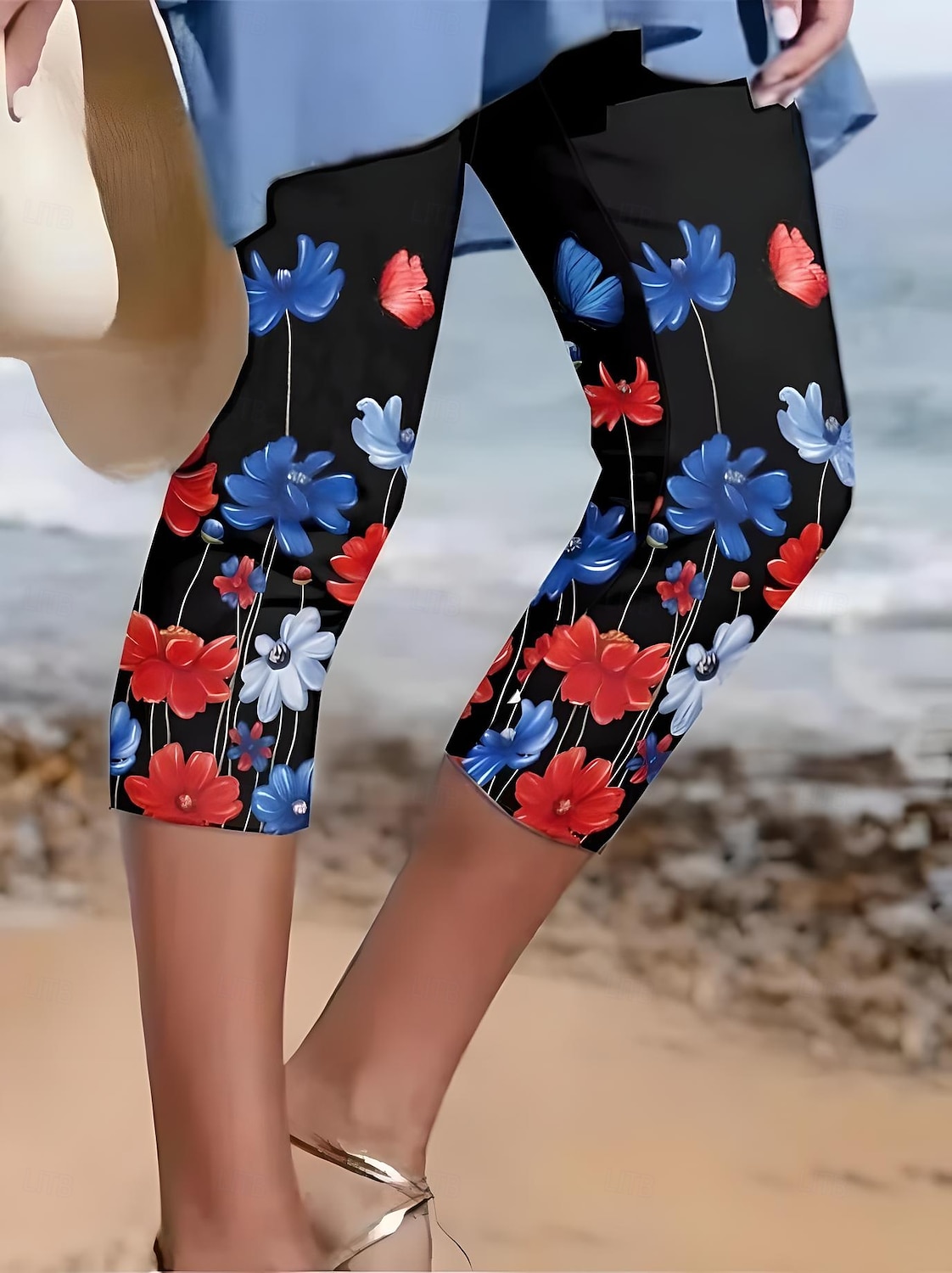 Női hazafias capri nadrág leggings divat utcai viselet alap tőhosszú magas derékú nadrág grafikus csillagcsíkos nyomtatás lélegző puha rugalmas 2025 - $18.99 –P2