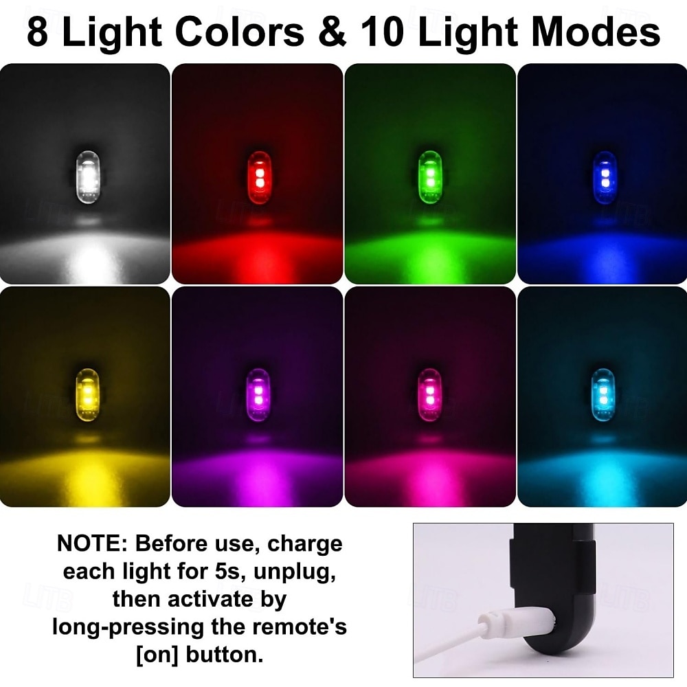 Wireless LED Strobe Lights with Remote Control 8 Colors USB Charing Waterproof Anti-Collision LED Emergency Warning Lights for Car Motorcycle Drone Aircraft Bike 4pcs 2025 - $21.99 –P2