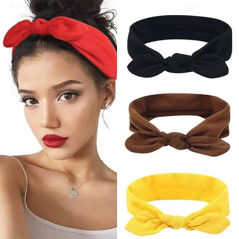 Fasce per capelli con fiocco per donne e ragazze, fasce larghe per capelli da donna, fasce per capelli elastiche morbide e antiscivolo, bandane turbanti da palestra, fasce per capelli, accessori per del 2025 a $3.99 –P1