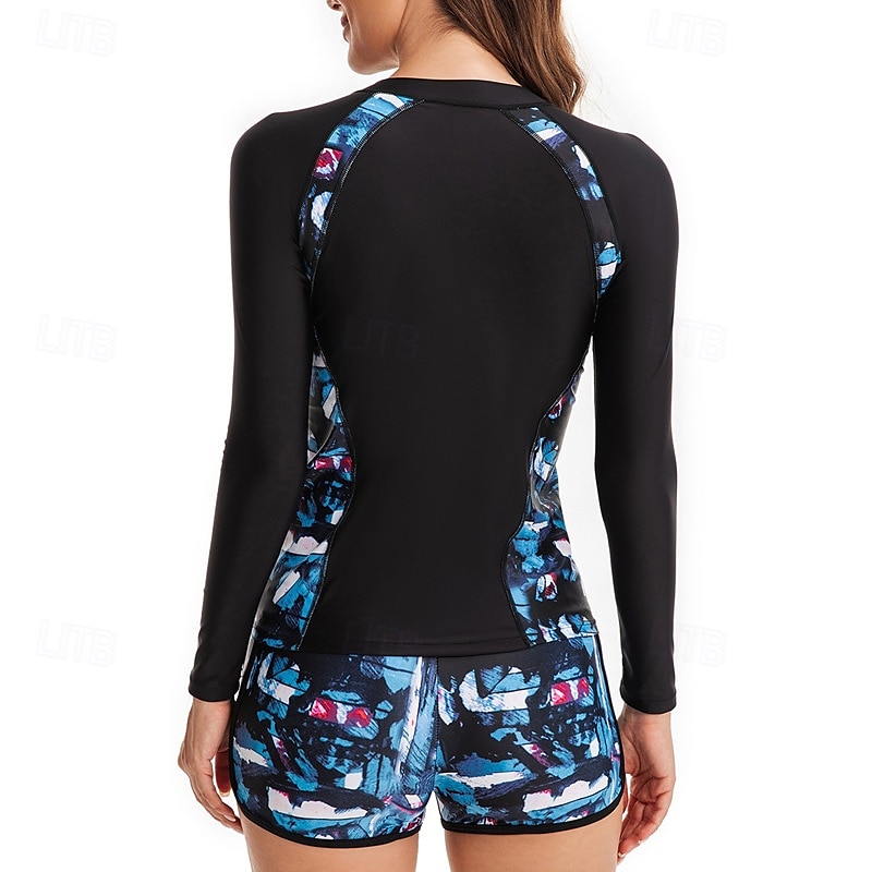 Femmes Maillot de Bain Rash Guard Protection Solaire UV UPF50+ manche longue Maillot de Bain maillot de bain ​fermeture éclair sur le devant Natation Surf Plage Sports Nautiques imprimé Été Printemps de 2025 ? $29.59 –P6