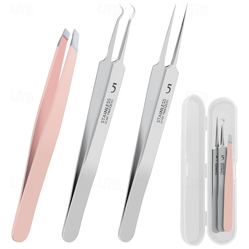 Kit d'outils pour éliminer les points noirs et les boutons, ensemble d'extraction d'acné avec pince à épiler pour poils incarnés, pince à épiler de précision ultra-fine, outils de nettoyage des pores de 2025 ? $7.49 –P4