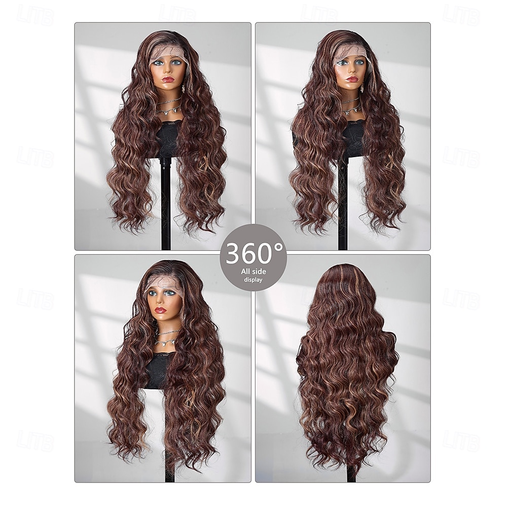 Synthetic Lace Wig Body Wave Style 30 inch Brown / Blonde Middle Part 13x4 Lace Front Wig Women's Wig Dark Brown 2026 - $76.99 –P6