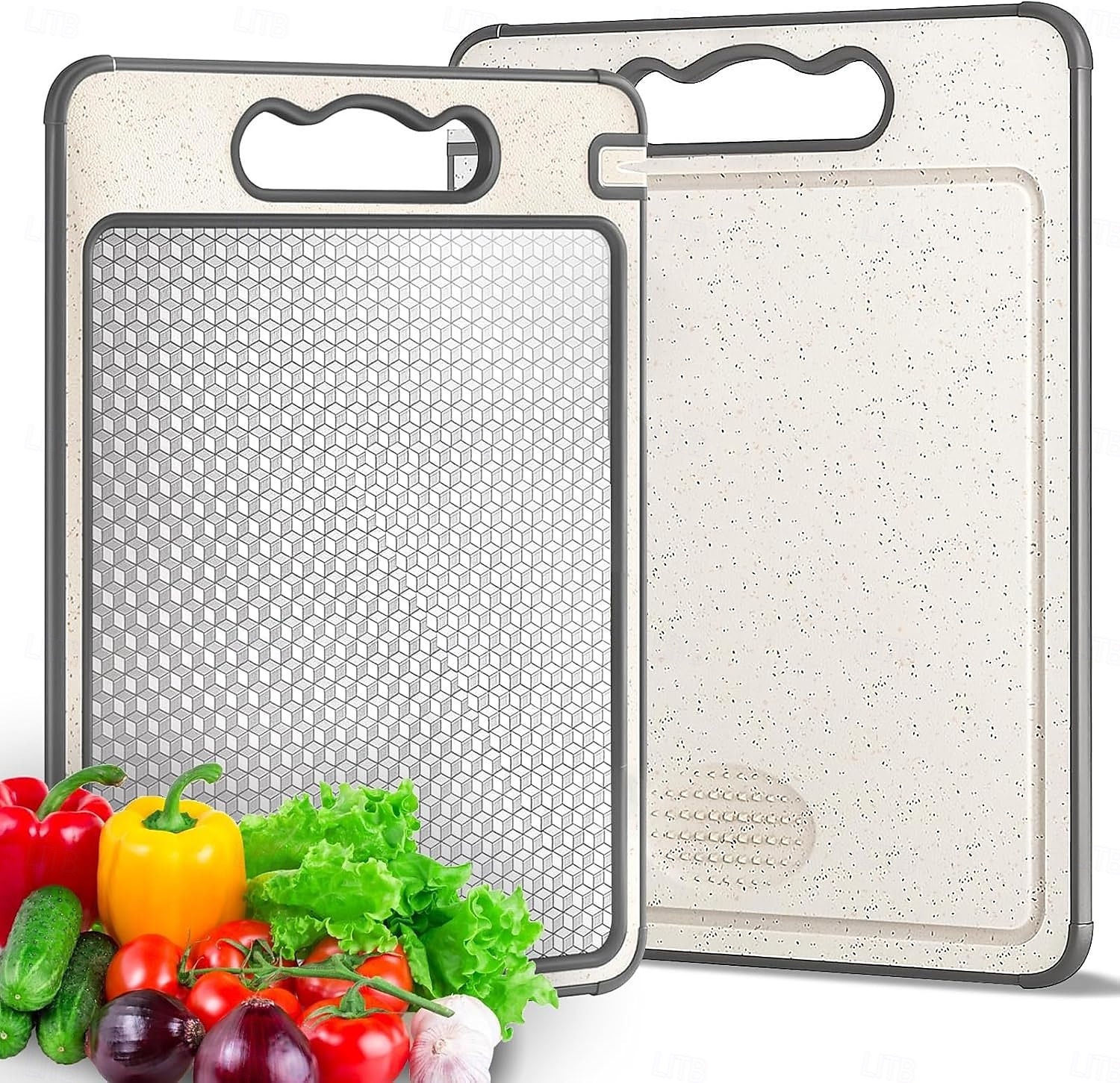 Edelstahl-Schneidebrett für die Küche, lebensmittelechtes Schneidebrett, leicht zu reinigen, langlebig und kratzfest, rutschfestes Design mit Knoblauchmühle und Messerschärfer 2025 - $13.99 –P1