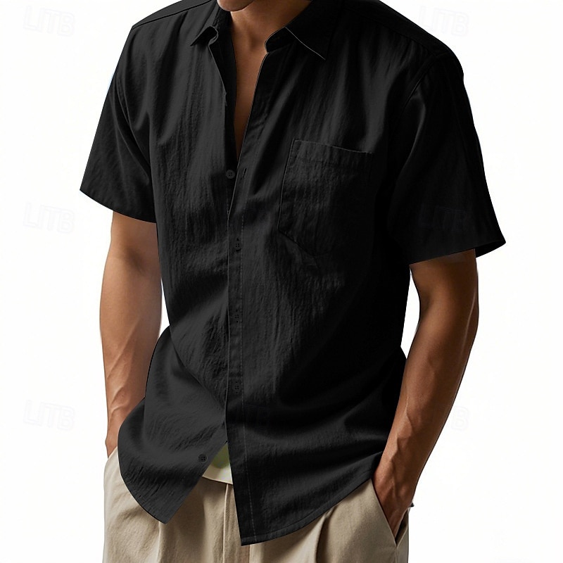 Per uomo Camicia Camicia di lino Camicia casual Camicia con Bottoni Camicia di cotone Semplice Vacanza Streetwear Giallo scuro Nero Bianco Blu marino Manica Corta Collo ripiegato Estate Abbigliamento del 2025 a $18.99 –P14