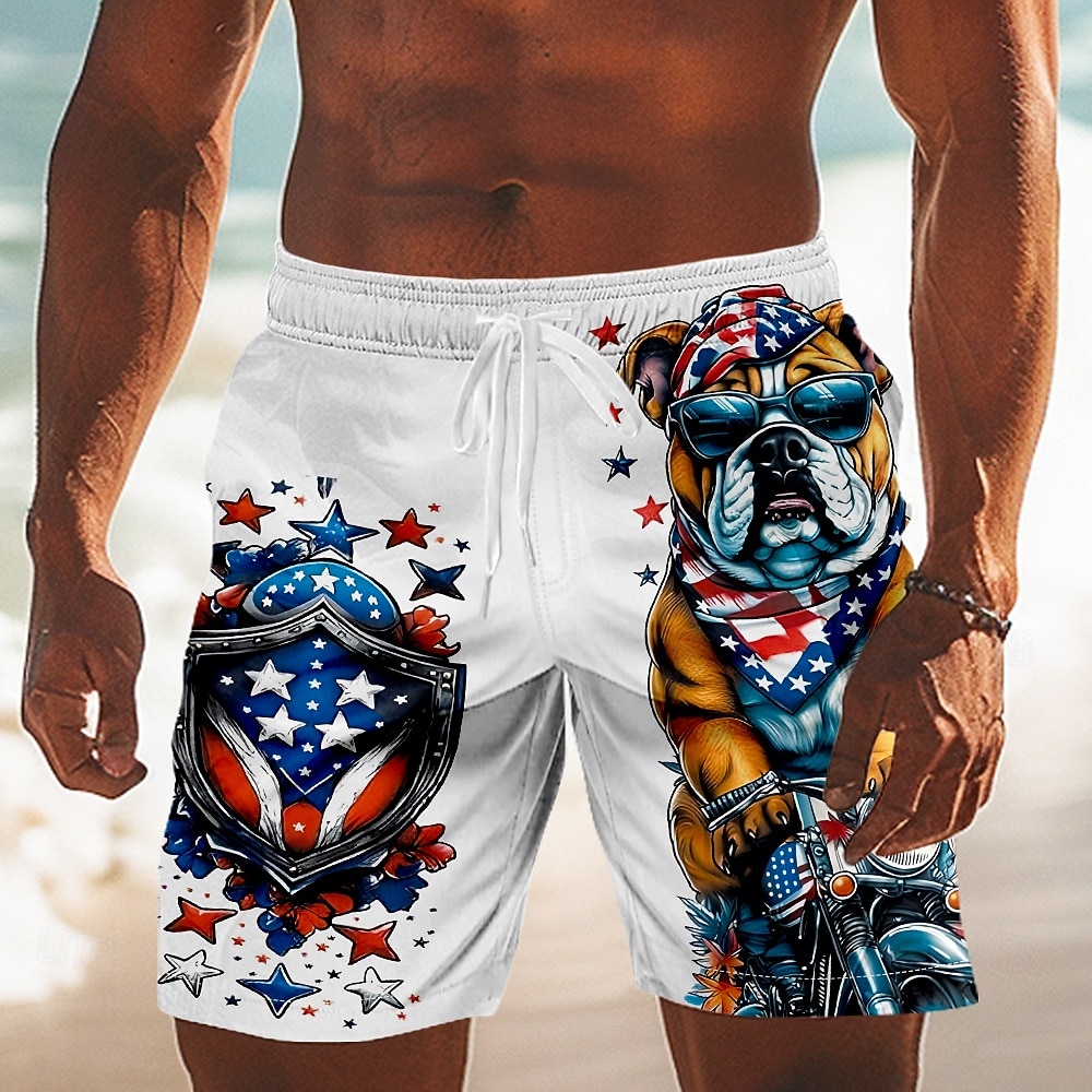 Självständighetsdagen Herr 4 juli USA:s 250-årsjubileum USA: s flagga Patriotisk Badshorts Boardshorts Medium Midja Hawaiisk Strandsemester Sidfickor Mesh foder Elastisk dragsko i midjan Designer 2026 - $20.99 –P4