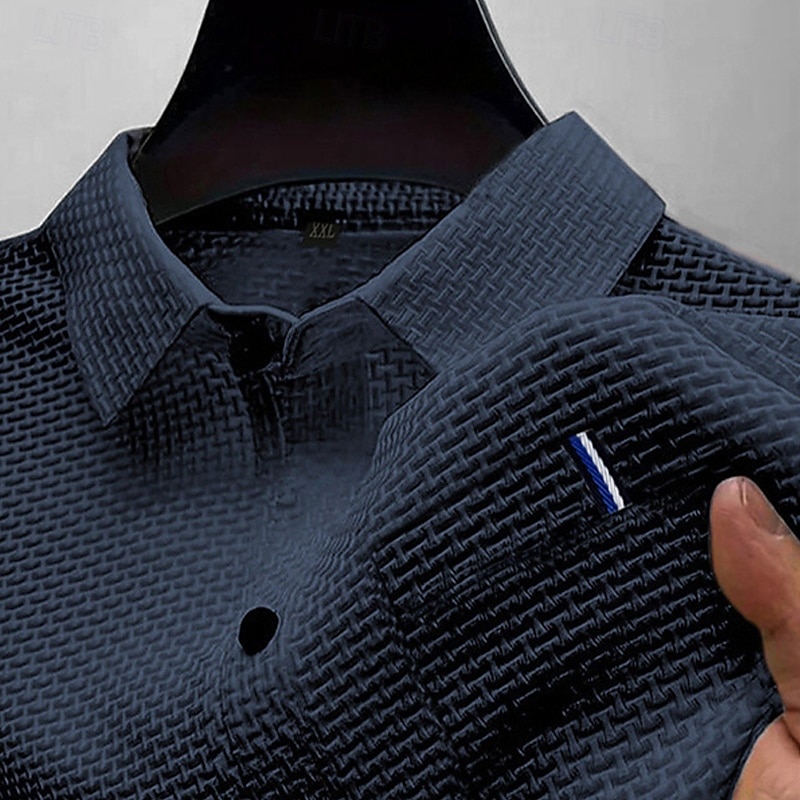 Herren Golfshirt Golf Poloshirts Arbeit Lässig Revers Kurzarm Basic Modern Einfach Knöpfe Jacquard Sommer Normale Passform Schwarz Weiß Marineblau Blau Meerblau Dunkelgray Golfshirt 2025 - $18.99 –P13