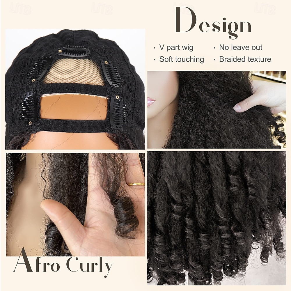 Synthetic Lace Wig Jerry Curl Style 20 inch Dark Brown Middle Part U Part Wig Women's Wig Dark Brown 2025 - $61.99 –P9