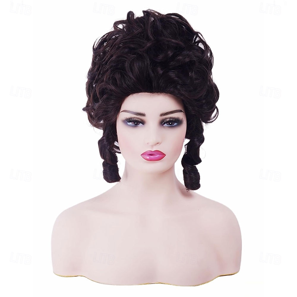 Krátká vlnitá hnědá paruka s velkým nafouklým účesem, paruky s motivem včelího úlu pro ženy, vhodné pro kostýmy 70. a 80. let nebo halloweenské vintage cosplay párty 2025 - $25.99 –P2
