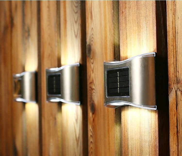 Luminária de parede solar externa de aço inoxidável 6led, à prova d'água, para varanda, pátio, pátio, cerca, decoração noturna, fácil instalação, decoração de jardim, luminária de parede solar externa de 2025 por $14.99 –P3